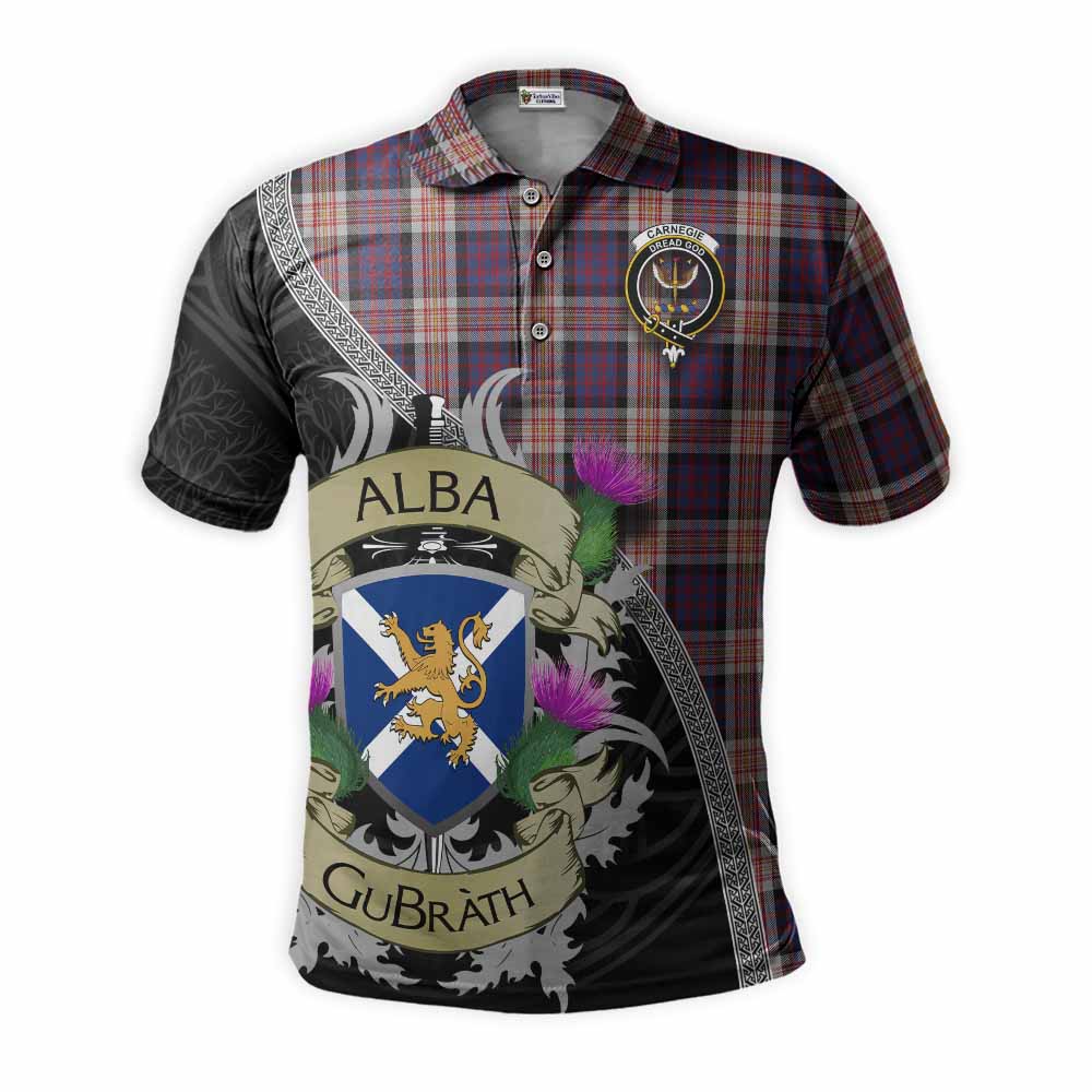 Tartan Vibes Clothing Carnegie Tartan Family Crest Polo Shirt Lion Rampant Royal Thistle Shield Celtic Inspired