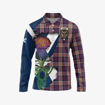 Tartan Vibes Clothing Carnegie Tartan Family Crest Long Sleeve Polo Shirt Scottish Thistle Celtic Inspired