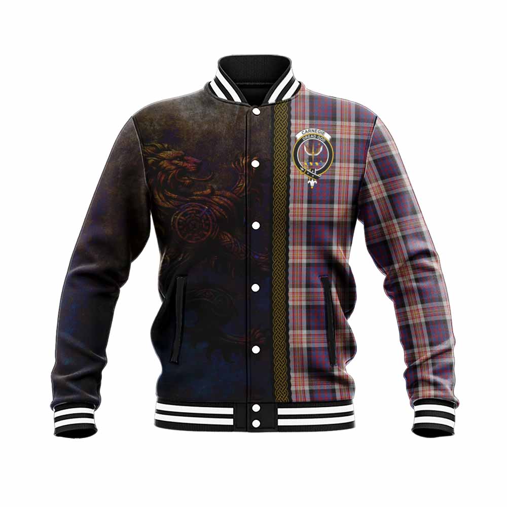 Carnegie Tartan Family Crest Baseball Jacket Alba Gu Brath Be Brave Lion Ancient Style Unisex - Tartan Vibes Clothing