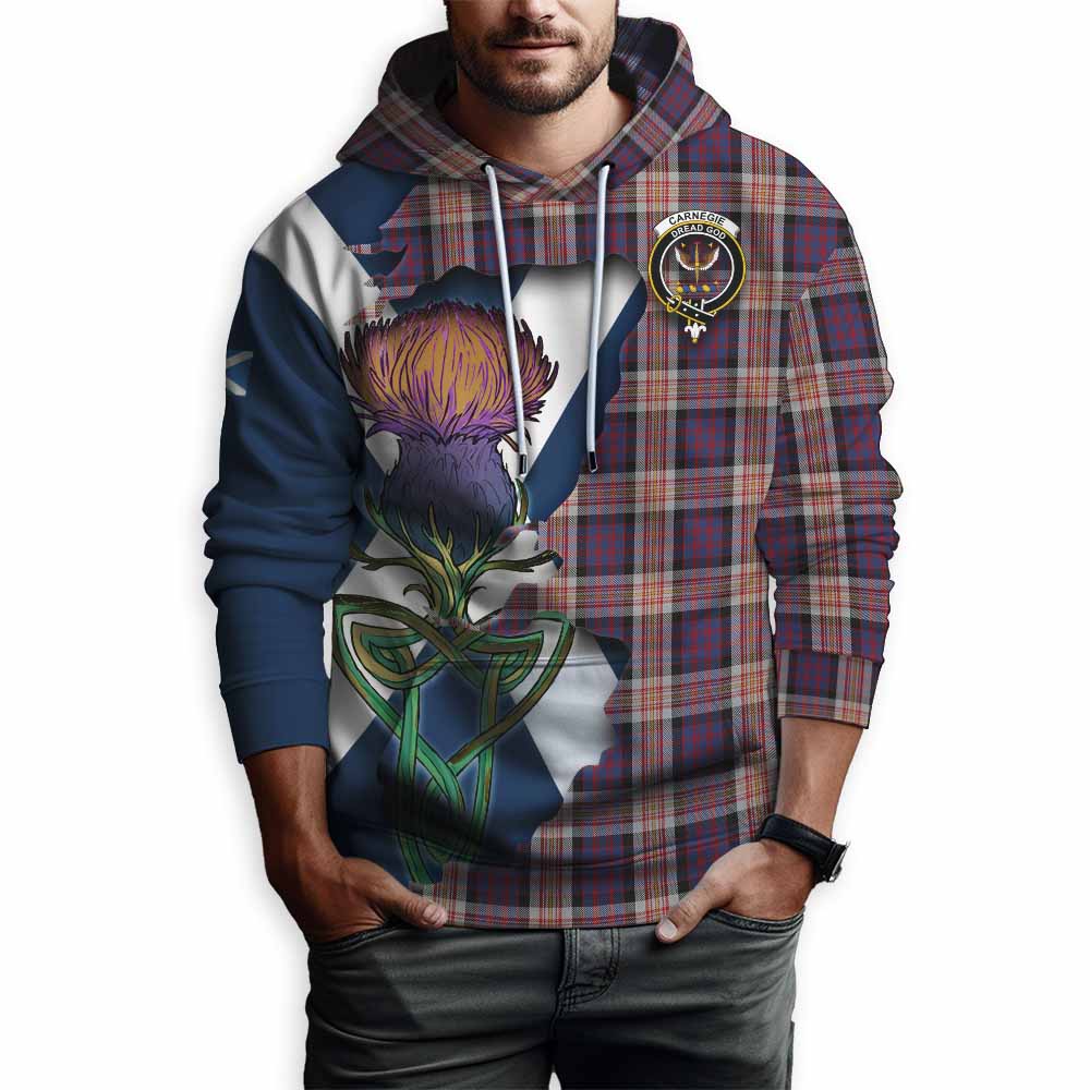 Tartan Vibes Clothing Carnegie Tartan Family Crest Hoodie Scottish Thistle Celtic Inspired