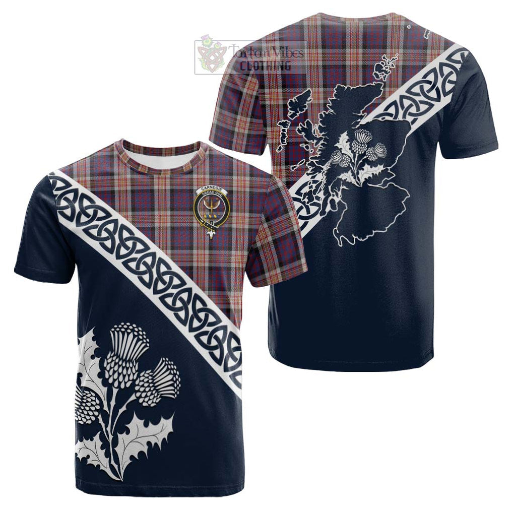 Carnegie Tartan Cotton T-shirt Featuring Thistle and Scotland Map Kid's Shirt - Tartan Vibes Clothing