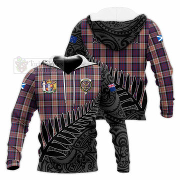 Carnegie Crest Tartan Knitted Hoodie with New Zealand Silver Fern Half Style Unisex Knitted Pullover Hoodie - Tartan Vibes Clothing