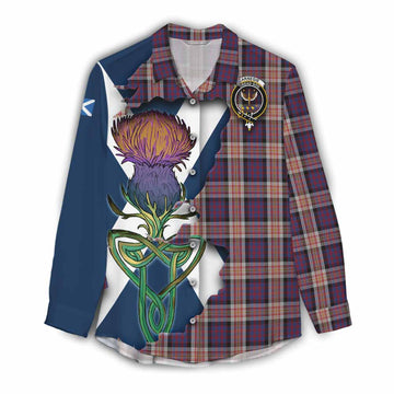 Tartan Vibes Clothing Carnegie Tartan Family Crest Women's Casual Shirt Scottish Thistle Celtic Inspired