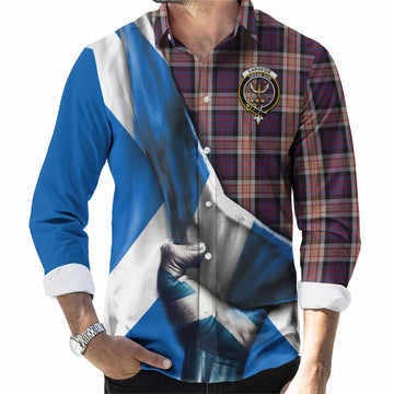 Carnegie Tartan Long Sleeve Button Shirt with Family Crest Scotland Patriotic Style Men's Shirt S - Tartan Vibes Clothing