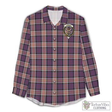 Carnegie Tartan Womens Casual Shirt with Family Crest