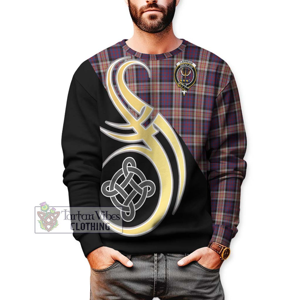 Carnegie Tartan Sweatshirt with Family Crest and Celtic Symbol Style Unisex - Tartan Vibes Clothing
