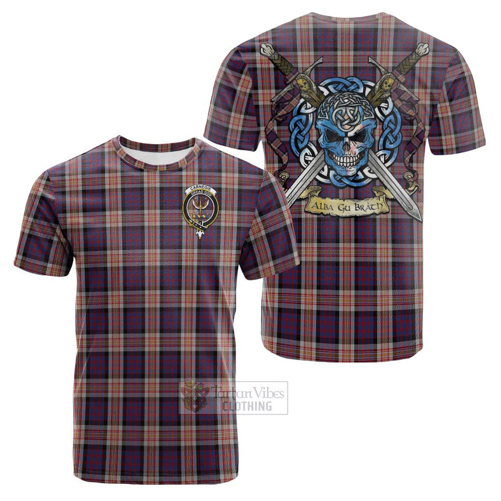 Carnegie Tartan Cotton T-shirt with Family Crest Celtic Skull Style Kid's Shirt - Tartan Vibes Clothing