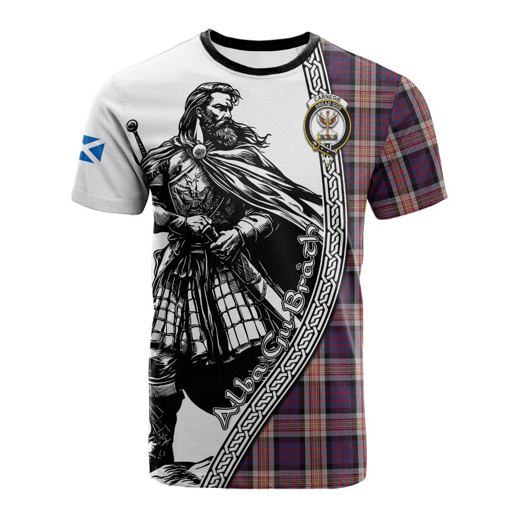 Carnegie Tartan Clan Crest Cotton T-shirt with Highlander Warrior Celtic Style Kid's Shirt - Tartan Vibes Clothing