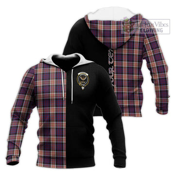 Carnegie Tartan Knitted Hoodie with Family Crest and Half Of Me Style Unisex Knitted Pullover Hoodie - Tartan Vibes Clothing