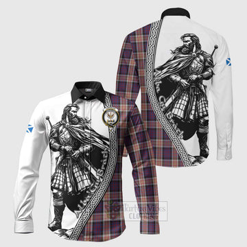 Carnegie Tartan Clan Crest Long Sleeve Button Shirt with Highlander Warrior Celtic Style Men's Shirt S - Tartan Vibes Clothing