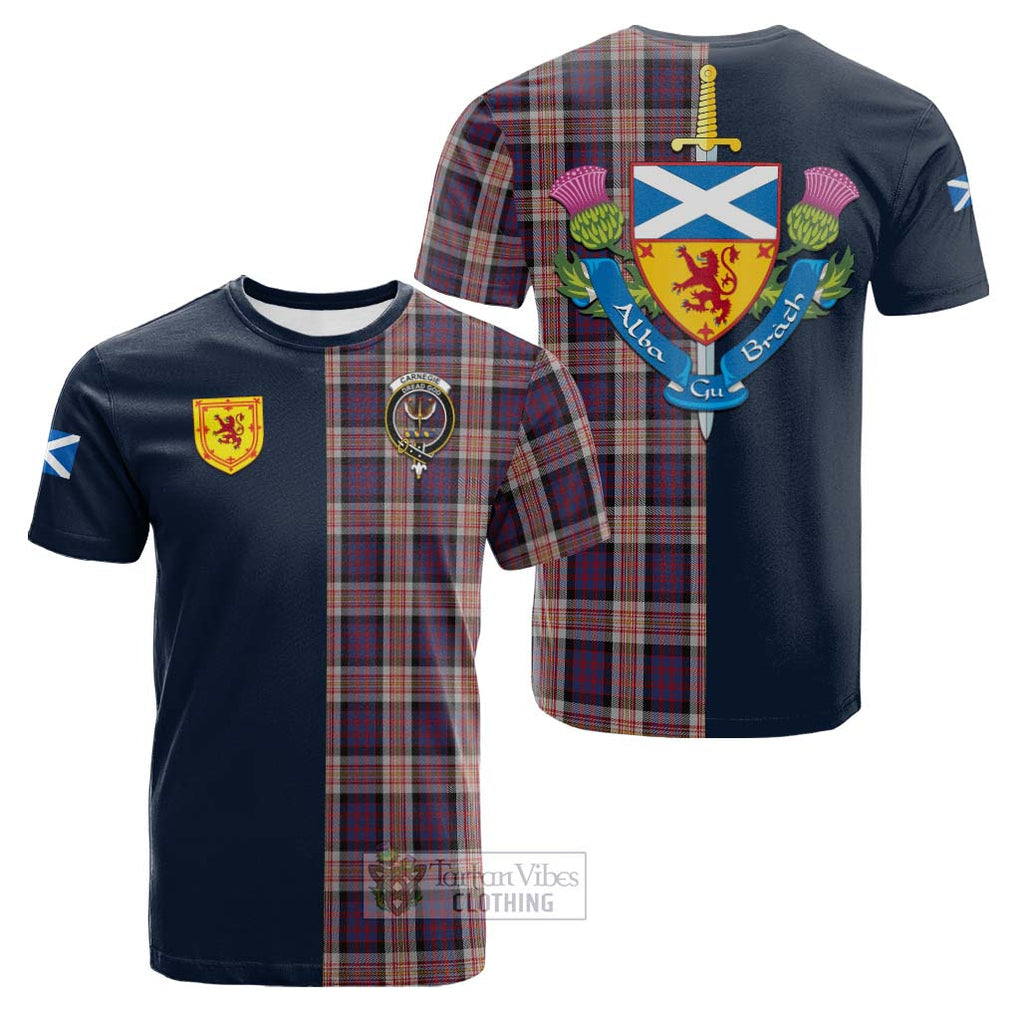 Carnegie Tartan Cotton T-shirt Alba with Scottish Lion Royal Arm Half Style Kid's Shirt - Tartan Vibes Clothing