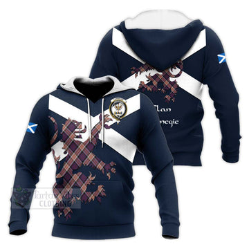 Carnegie Tartan Lion Rampant Knitted Hoodie Proudly Display Your Heritage with Alba Gu Brath and Clan Name Unisex Knitted Pullover Hoodie - Tartan Vibes Clothing