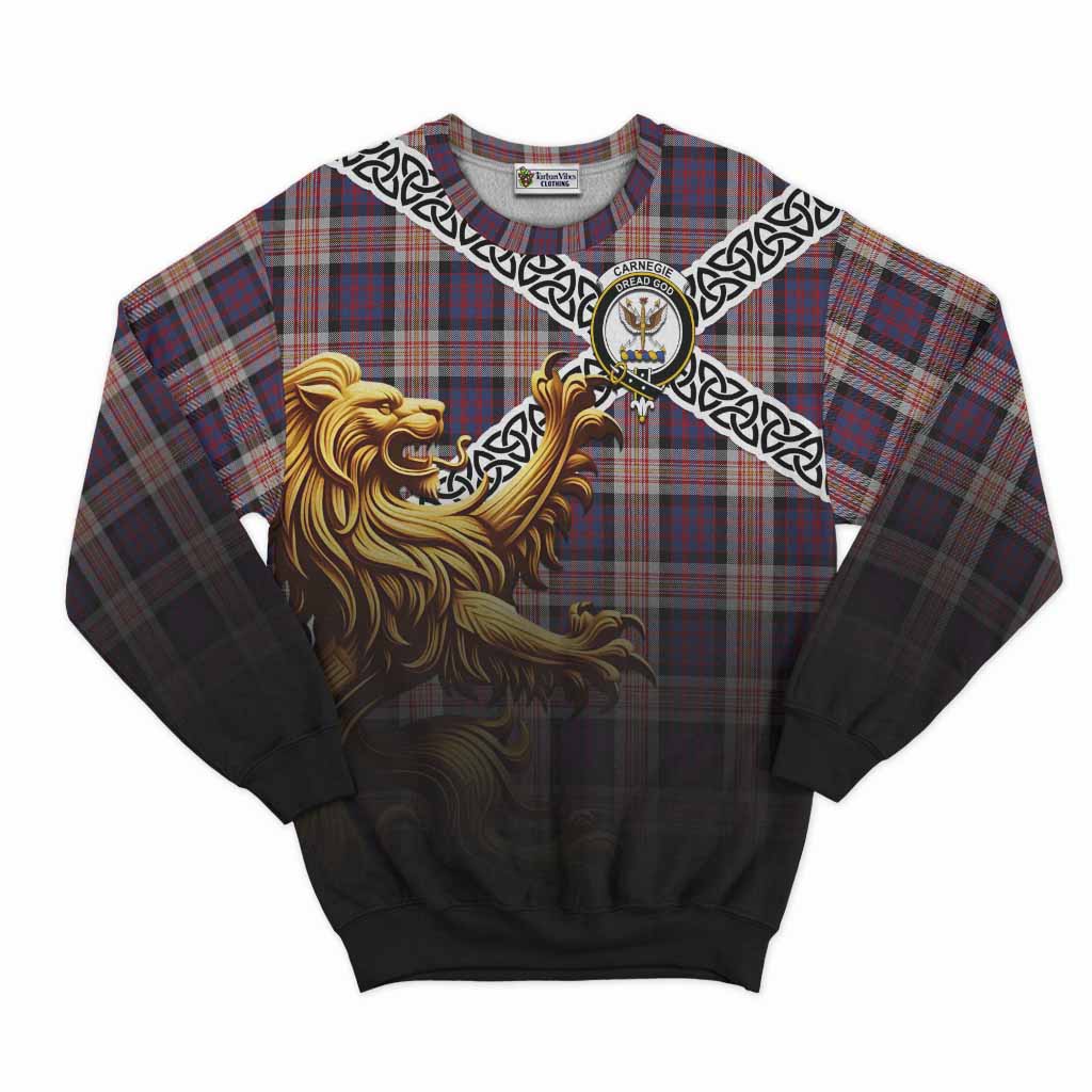 Carnegie Crest Tartan Sweatshirt with Golden Lion Emblem Celtic Style Unisex - Tartan Vibes Clothing