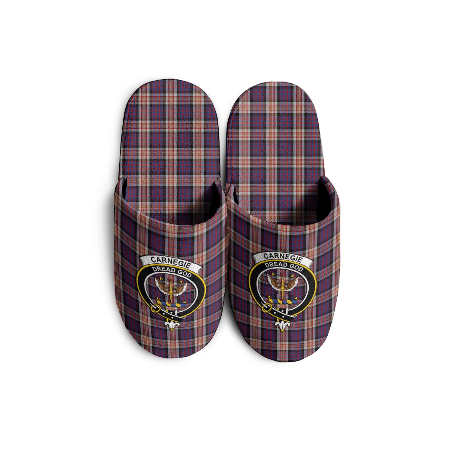 Carnegie Tartan Home Slippers with Family Crest - Tartanvibesclothing