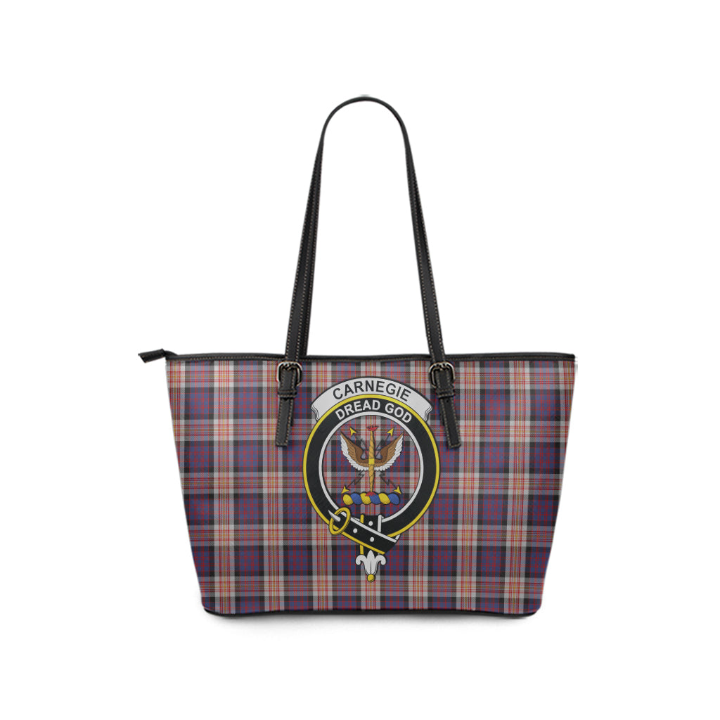 Carnegie Tartan Leather Tote Bag with Family Crest - Tartan Vibes Clothing