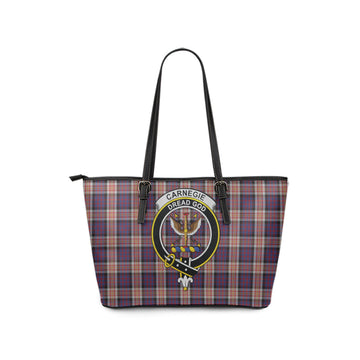 Carnegie Tartan Leather Tote Bag with Family Crest - Tartan Vibes Clothing