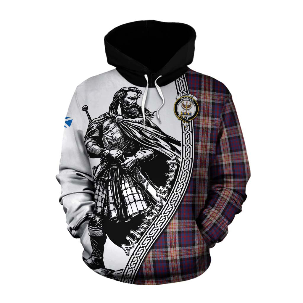 Carnegie Tartan Clan Crest Cotton Hoodie with Highlander Warrior Celtic Style Pullover Hoodie XS - Tartan Vibes Clothing