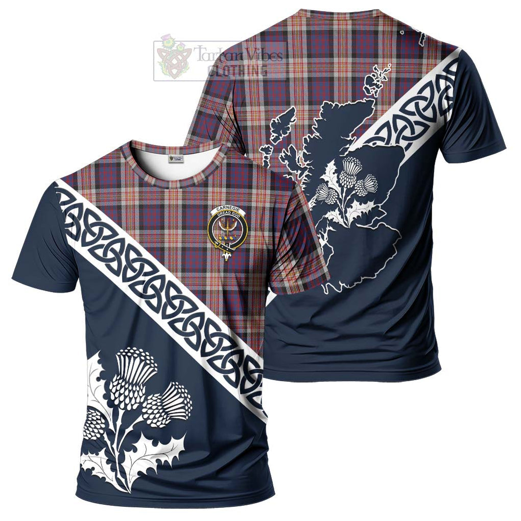 Carnegie Tartan T-Shirt Featuring Thistle and Scotland Map Kid's Shirt - Tartanvibesclothing Store
