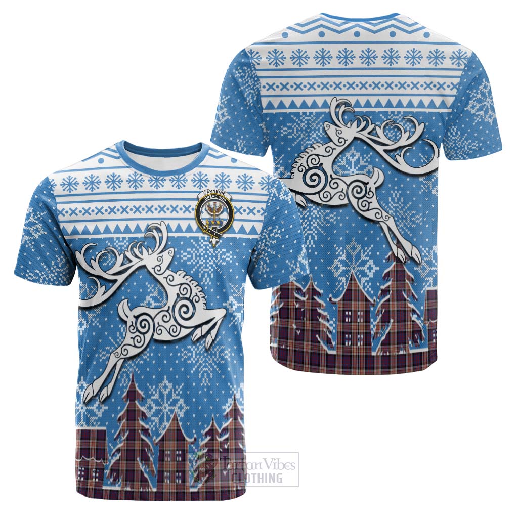 Carnegie Clan Christmas Cotton T-shirt Celtic Reindeer Style Kid's Shirt - Tartan Vibes Clothing