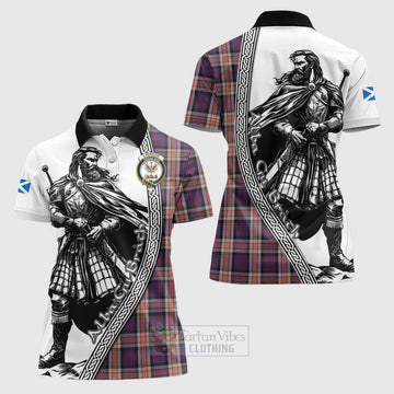 Carnegie Tartan Clan Crest Women's Polo Shirt with Highlander Warrior Celtic Style Women - Tartan Vibes Clothing