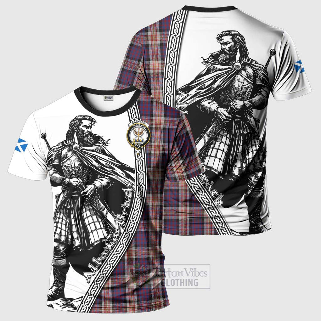 Carnegie Tartan Clan Crest T-Shirt with Highlander Warrior Celtic Style Kid's Shirt - Tartan Vibes Clothing
