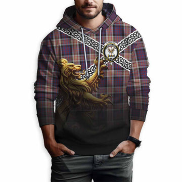 Carnegie Crest Tartan Hoodie with Golden Lion Emblem Celtic Style Pullover Hoodie - Tartan Vibes Clothing