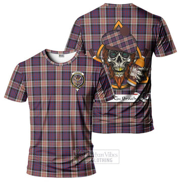 Carnegie Tartan T-Shirt with Family Crest and Bearded Skull Holding Bottles of Whiskey Kid's Shirt - Tartan Vibes Clothing