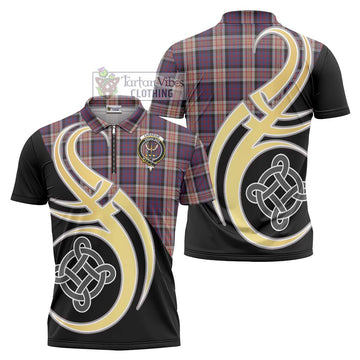 Carnegie Tartan Zipper Polo Shirt with Family Crest and Celtic Symbol Style Unisex - Tartan Vibes Clothing