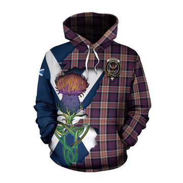 Tartan Vibes Clothing Carnegie Tartan Family Crest Cotton Hoodie Scottish Thistle Celtic Inspired