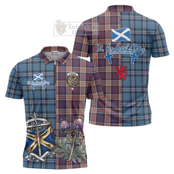 Carnegie Tartan Zipper Polo Shirt Happy St. Andrew's Day Half Tartan Style Unisex - Tartan Vibes Clothing