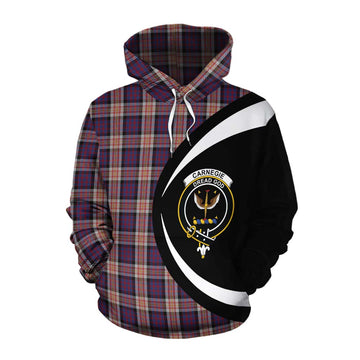 Carnegie Tartan Cotton Hoodie with Family Crest Circle Style Pullover Hoodie XS - Tartan Vibes Clothing