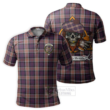 Carnegie Tartan Polo Shirt with Family Crest and Bearded Skull Holding Bottles of Whiskey Kid - Tartan Vibes Clothing