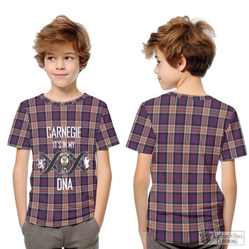 Carnegie Tartan Kid T-Shirt with Family Crest DNA In Me Style Youth XL Size14 - Tartan Vibes Clothing