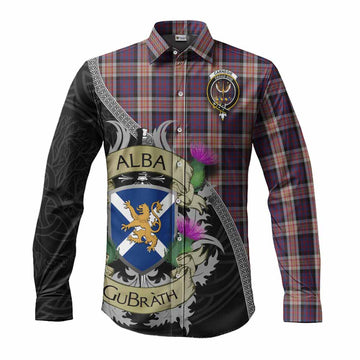 Carnegie Tartan Family Crest Long Sleeve Button Shirt Lion Rampant Royal Thistle Shield Celtic Inspired Men's Shirt S - Tartan Vibes Clothing