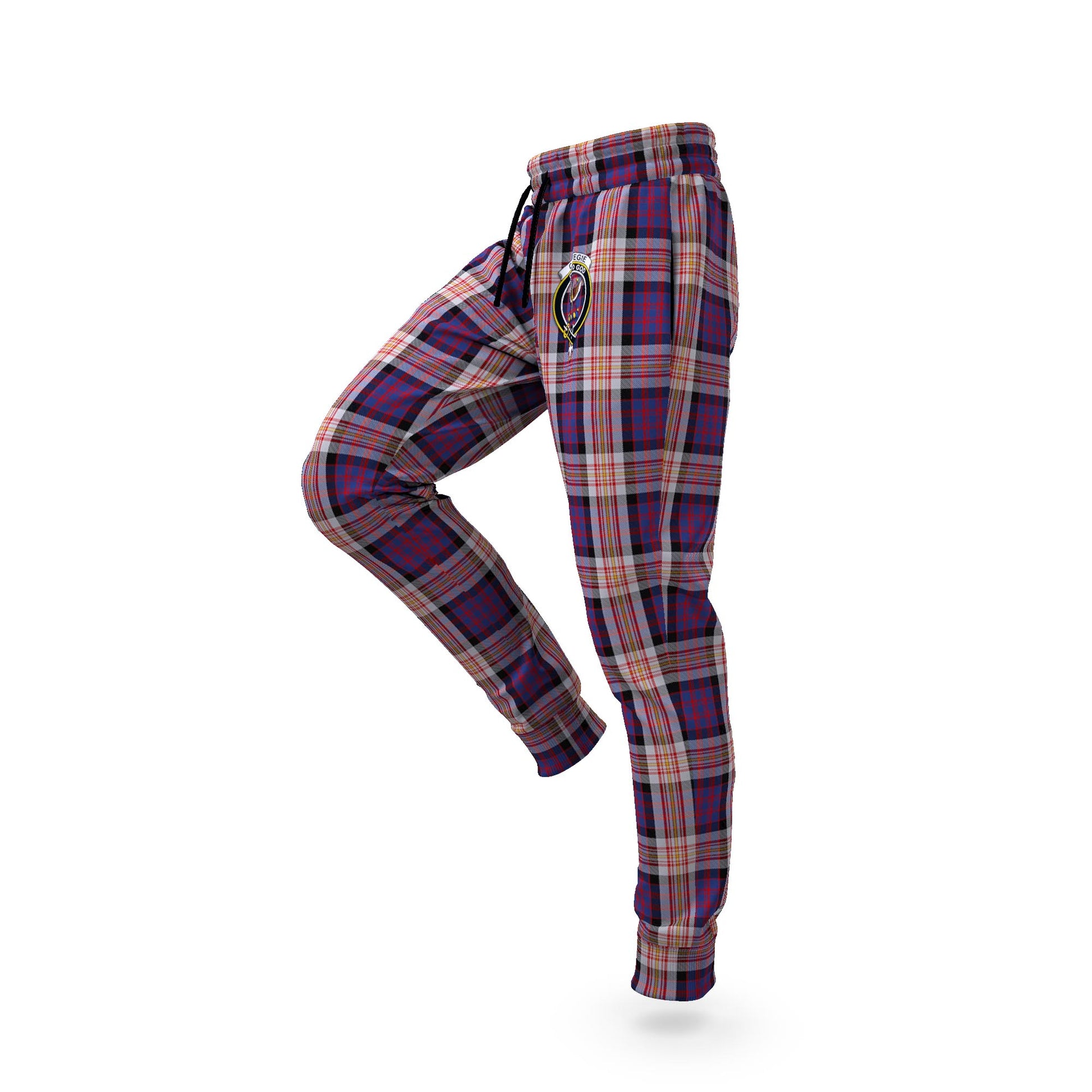Carnegie Tartan Joggers Pants with Family Crest S - Tartan Vibes Clothing