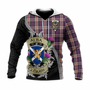 Carnegie Tartan Family Crest Knitted Hoodie Lion Rampant Royal Thistle Shield Celtic Inspired Unisex Knitted Pullover Hoodie - Tartan Vibes Clothing