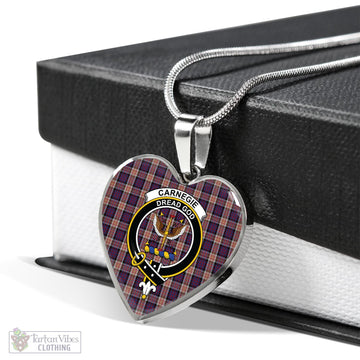 Carnegie Tartan Heart Necklace with Family Crest Luxury Necklace (Silver) No - Tartan Vibes Clothing