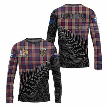 Carnegie Crest Tartan Long Sleeve T-Shirt with New Zealand Silver Fern Half Style Unisex - Tartan Vibes Clothing