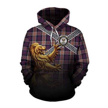 Carnegie Crest Tartan Cotton Hoodie with Golden Lion Emblem Celtic Style Pullover Hoodie XS - Tartan Vibes Clothing