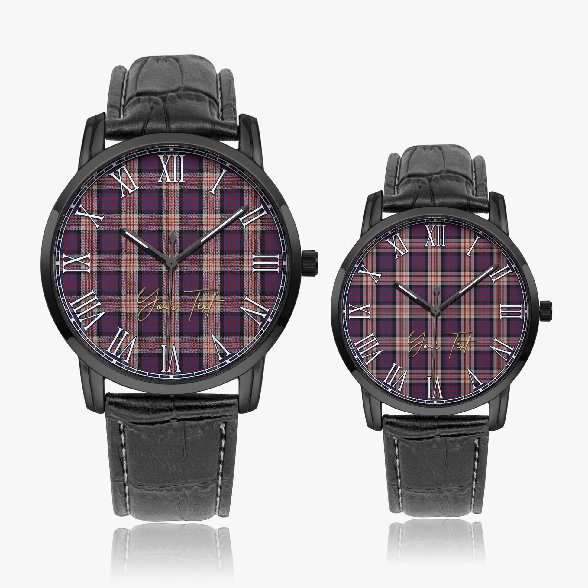 Carnegie Tartan Personalized Your Text Leather Trap Quartz Watch Wide Type - Tartan Vibes Clothing