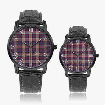 Carnegie Tartan Personalized Your Text Leather Trap Quartz Watch Wide Type - Tartan Vibes Clothing