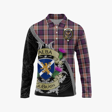Carnegie Tartan Family Crest Long Sleeve Polo Shirt Lion Rampant Royal Thistle Shield Celtic Inspired Unisex - Tartan Vibes Clothing