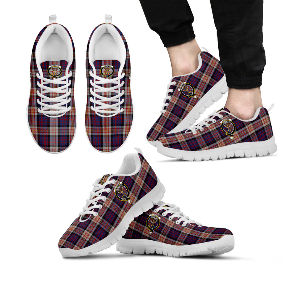 Carnegie Tartan Sneakers with Family Crest Kid's Sneakers - Tartan Vibes Clothing