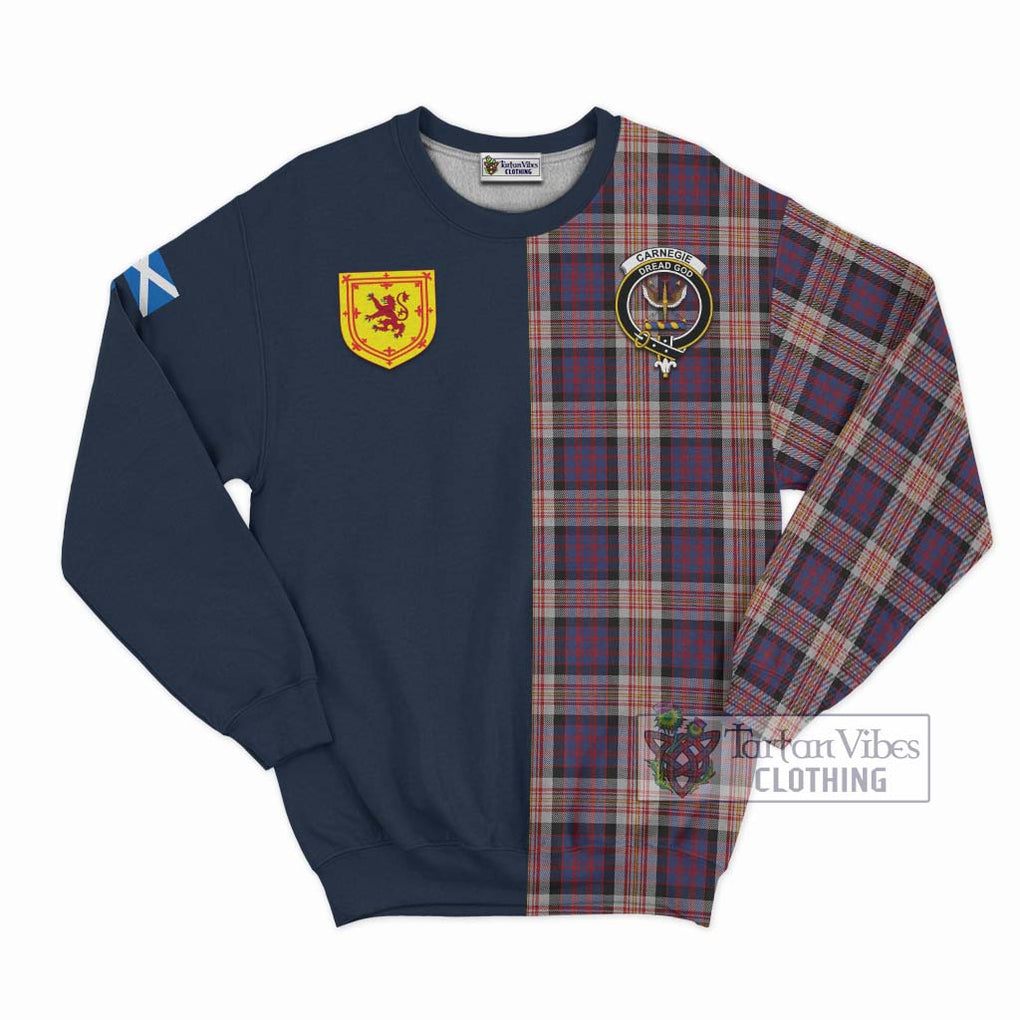 Carnegie Tartan Sweatshirt Alba with Scottish Lion Royal Arm Half Style Unisex - Tartan Vibes Clothing