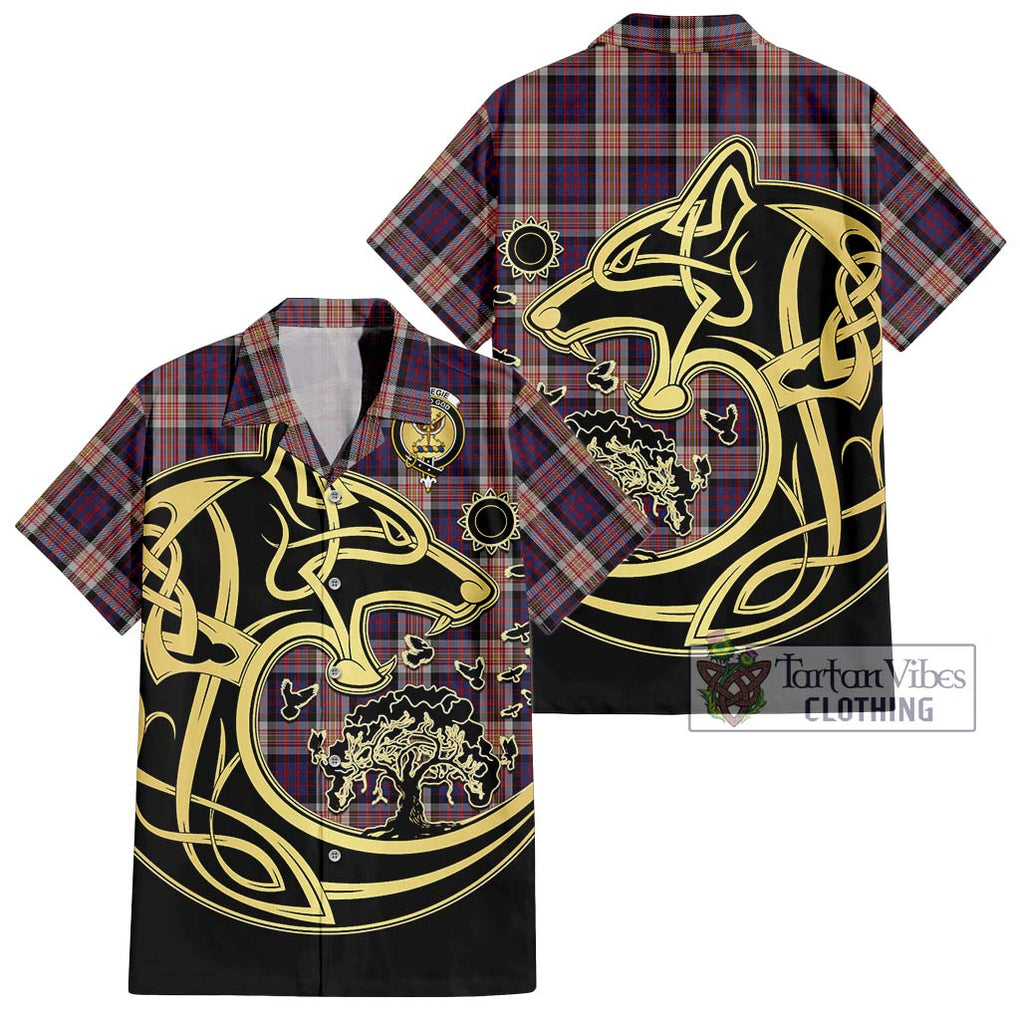 Carnegie Tartan Hawaiian Shirt with Family Crest Celtic Wolf Style Kid - Tartan Vibes Clothing