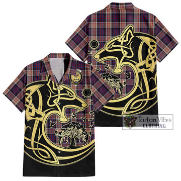 Carnegie Tartan Hawaiian Shirt with Family Crest Celtic Wolf Style Kid - Tartan Vibes Clothing