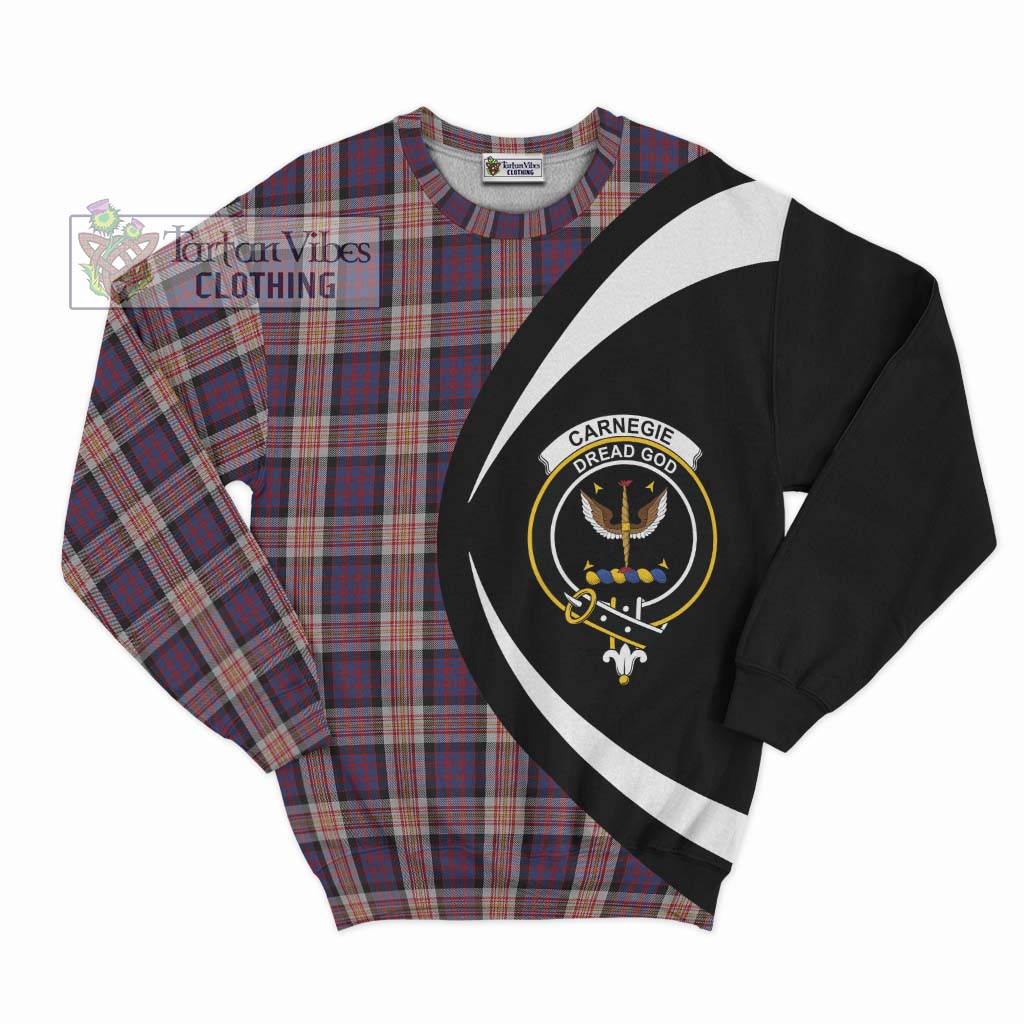 Carnegie Tartan Sweatshirt with Family Crest Circle Style Unisex - Tartan Vibes Clothing