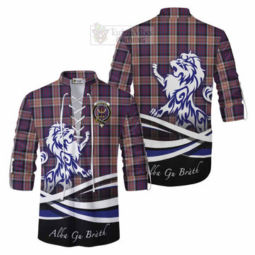 Carnegie Tartan Ghillie Kilt Shirt with Alba Gu Brath Regal Lion Emblem Men - Tartan Vibes Clothing
