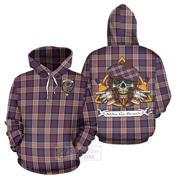 Carnegie Tartan Hoodie with Family Crest and Bearded Skull Holding Bottles of Whiskey Zip Hoodie - Tartan Vibes Clothing