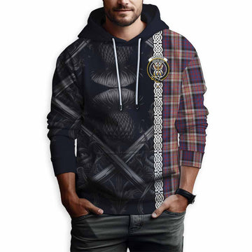 Carnegie Tartan Hoodie with Family Crest Cross Sword Thistle Celtic Vibes Pullover Hoodie - Tartan Vibes Clothing